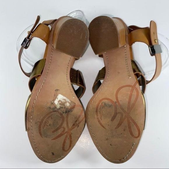 Sam Edelman Yelena Block Heel Gold Chunky Sandals - Picture 3 of 12